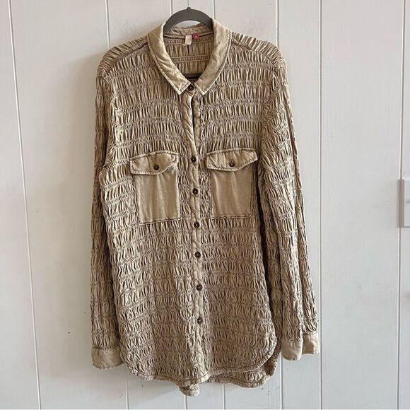 Anthropologie Pilcro Smocked Shacket - Picture 4 of 15